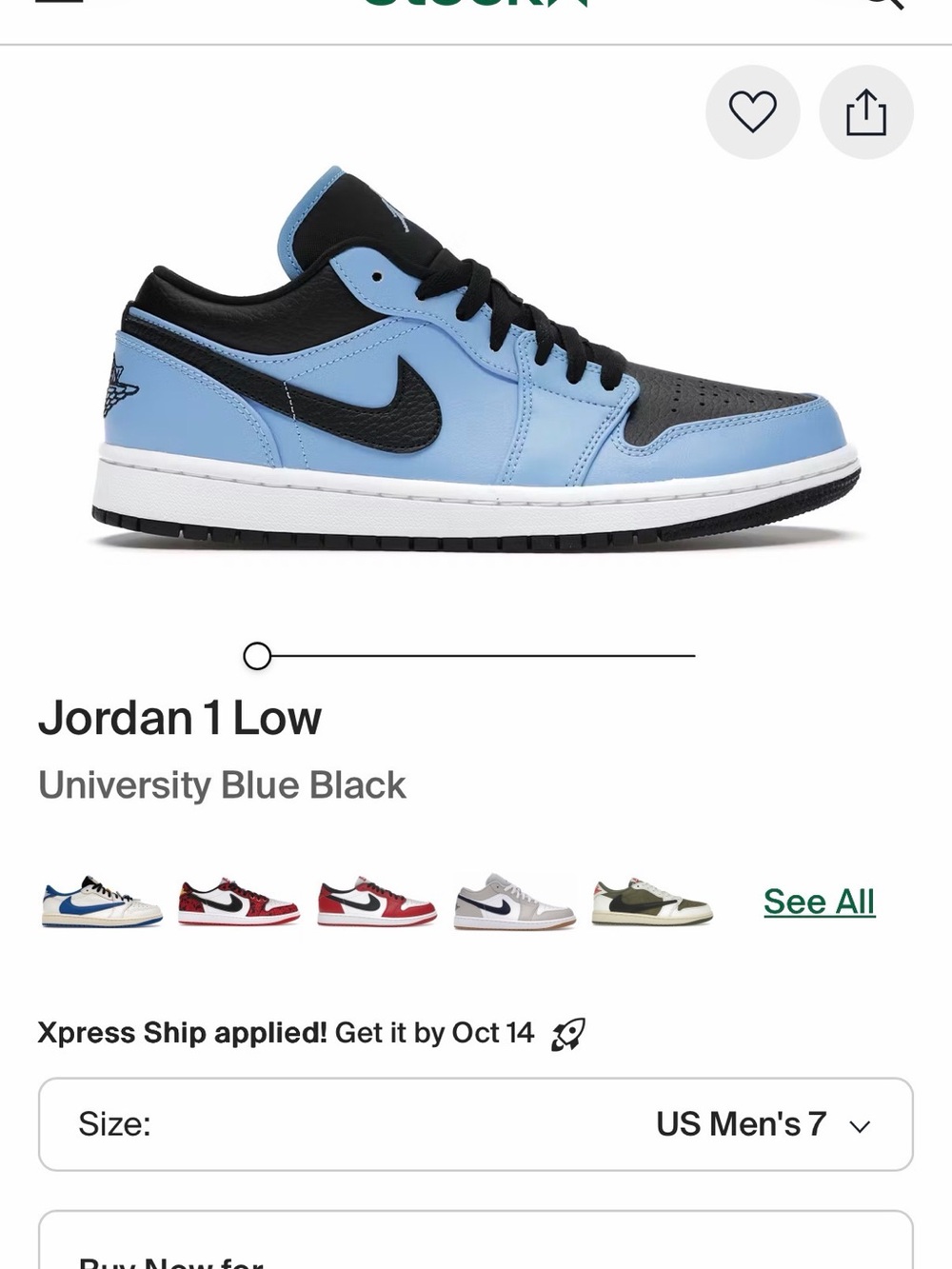 Nike Jordan 1 Low — Light Blue & Black 6.5Y